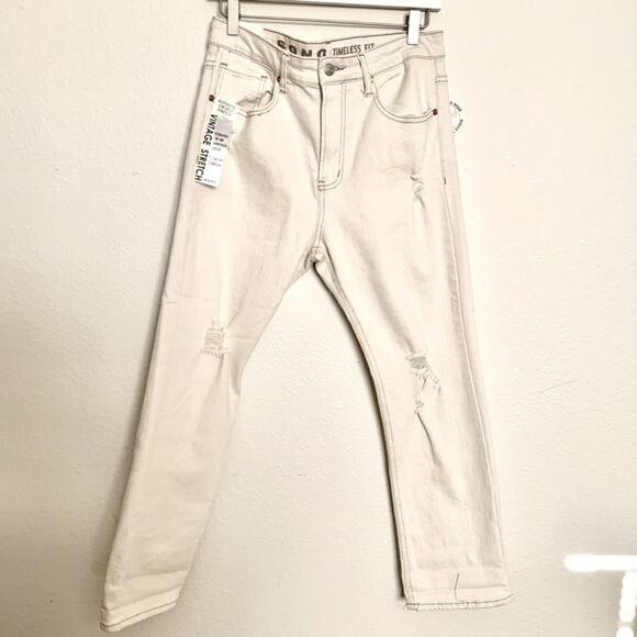 S.O.N.G Denim - S.O.N.G High Rise Timeless Fit Cream Stretch Jeans